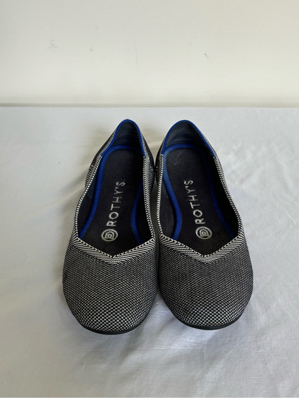 Rothys The Flat Grey Birdseye Herringbone Ballet Round Toe Size 6.5 Women’s